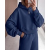 image:imagePRETTYGARDEN Women 2 Piece Hoodies Sweatpants Sweatsuits  Long Sleeve Oversized Hooded Sweatshirts Cotton Wide Leg Sweatpant With Pockets Fall Workout Sets Holiday Travel OutfitsNavy Blue