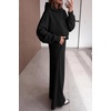 image:imagePRETTYGARDEN Women 2 Piece Hoodies Sweatpants Sweatsuits  Long Sleeve Oversized Hooded Sweatshirts Cotton Wide Leg Sweatpant With Pockets Fall Workout Sets Holiday Travel OutfitsBlack