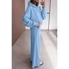 image:imagePRETTYGARDEN Women 2 Piece Hoodies Sweatpants Sweatsuits  Long Sleeve Oversized Hooded Sweatshirts Cotton Wide Leg Sweatpant With Pockets Fall Workout Sets Holiday Travel OutfitsLight Blue