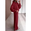 image:imagePRETTYGARDEN Women 2 Piece Hoodies Sweatpants Sweatsuits  Long Sleeve Oversized Hooded Sweatshirts Cotton Wide Leg Sweatpant With Pockets Fall Workout Sets Holiday Travel OutfitsBurgundy