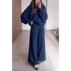 image:imagePRETTYGARDEN Women 2 Piece Hoodies Sweatpants Sweatsuits  Long Sleeve Oversized Hooded Sweatshirts Cotton Wide Leg Sweatpant With Pockets Fall Workout Sets Holiday Travel OutfitsNavy Blue