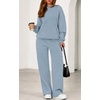 image:imagePRETTYGARDEN Womens 2 Piece Outfits Fall Sweatsuits Oversized Hoodies Wide Leg Sweatpants Tracksuits Lounge Matching SetsLight Grey Blue