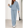 image:imagePRETTYGARDEN Womens 2 Piece Outfits Fall Sweatsuits Oversized Hoodies Wide Leg Sweatpants Tracksuits Lounge Matching SetsLight Grey Blue