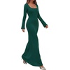 image:imagePRETTYGARDEN Womens Fall Long Sleeve Maxi Bodycon Dresses  Soft Stretchy Ribbed Knit Bell Sleeve Square Neck Mermaid Elegant Long Dress Wedding Guest Party 2026 Winter ClothingDark Green