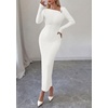 image:imagePRETTYGARDEN Womens Fall Long Sleeve Ribbed Sweater Dress  Breathable Knit Fabric Elegant Bodycon Cut Fashion Asymmetrical Neck Night Out Party Dresses 2026 Trendy Winter ClothesWhite