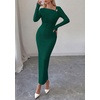 image:imagePRETTYGARDEN Womens Fall Long Sleeve Ribbed Sweater Dress  Breathable Knit Fabric Elegant Bodycon Cut Fashion Asymmetrical Neck Night Out Party Dresses 2026 Trendy Winter ClothesDark Green