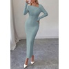 image:imagePRETTYGARDEN Womens Fall Long Sleeve Ribbed Sweater Dress  Breathable Knit Fabric Elegant Bodycon Cut Fashion Asymmetrical Neck Night Out Party Dresses 2026 Trendy Winter ClothesGrey Blue