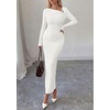 image:imagePRETTYGARDEN Womens Fall Long Sleeve Ribbed Sweater Dress  Breathable Knit Fabric Elegant Bodycon Cut Fashion Asymmetrical Neck Night Out Party Dresses 2026 Trendy Winter ClothesWhite