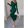 image:imagePRETTYGARDEN Womens Fall Long Sleeve Ribbed Sweater Dress  Breathable Knit Fabric Elegant Bodycon Cut Fashion Asymmetrical Neck Night Out Party Dresses 2026 Trendy Winter ClothesDark Green
