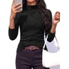image:imagePRETTYGARDEN Womens Fall Mock Neck Long Sleeve Shirts  Soft Stretchy KnitGeometric Seam StitchingSlim Fitted Basic TeesThermal Casual WearDaily Work Layering Winter Tunic TopBlack