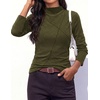 image:imagePRETTYGARDEN Womens Fall Mock Neck Long Sleeve Shirts  Soft Stretchy KnitGeometric Seam StitchingSlim Fitted Basic TeesThermal Casual WearDaily Work Layering Winter Tunic TopArmy Green