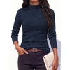 image:imagePRETTYGARDEN Womens Fall Mock Neck Long Sleeve Shirts  Soft Stretchy KnitGeometric Seam StitchingSlim Fitted Basic TeesThermal Casual WearDaily Work Layering Winter Tunic TopNavy Blue