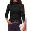 image:imagePRETTYGARDEN Womens Fall Mock Neck Long Sleeve Shirts  Soft Stretchy KnitGeometric Seam StitchingSlim Fitted Basic TeesThermal Casual WearDaily Work Layering Winter Tunic TopBlack