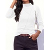 image:imagePRETTYGARDEN Womens Fall Mock Neck Long Sleeve Shirts  Soft Stretchy KnitGeometric Seam StitchingSlim Fitted Basic TeesThermal Casual WearDaily Work Layering Winter Tunic TopWhite