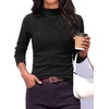 image:imagePRETTYGARDEN Womens Fall Mock Neck Long Sleeve Shirts  Soft Stretchy KnitGeometric Seam StitchingSlim Fitted Basic TeesThermal Casual WearDaily Work Layering Winter Tunic TopBlack