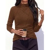 image:imagePRETTYGARDEN Womens Fall Mock Neck Long Sleeve Shirts  Soft Stretchy KnitGeometric Seam StitchingSlim Fitted Basic TeesThermal Casual WearDaily Work Layering Winter Tunic TopBrown