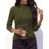 image:imagePRETTYGARDEN Womens Fall Mock Neck Long Sleeve Shirts  Soft Stretchy KnitGeometric Seam StitchingSlim Fitted Basic TeesThermal Casual WearDaily Work Layering Winter Tunic TopArmy Green