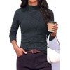 image:imagePRETTYGARDEN Womens Fall Mock Neck Long Sleeve Shirts  Soft Stretchy KnitGeometric Seam StitchingSlim Fitted Basic TeesThermal Casual WearDaily Work Layering Winter Tunic TopDark Grey