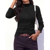 image:imagePRETTYGARDEN Womens Fall Mock Neck Long Sleeve Shirts  Soft Stretchy KnitGeometric Seam StitchingSlim Fitted Basic TeesThermal Casual WearDaily Work Layering Winter Tunic TopBlack
