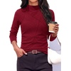 image:imagePRETTYGARDEN Womens Fall Mock Neck Long Sleeve Shirts  Soft Stretchy KnitGeometric Seam StitchingSlim Fitted Basic TeesThermal Casual WearDaily Work Layering Winter Tunic TopWine Red