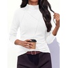 image:imagePRETTYGARDEN Womens Fall Mock Neck Long Sleeve Shirts  Soft Stretchy KnitGeometric Seam StitchingSlim Fitted Basic TeesThermal Casual WearDaily Work Layering Winter Tunic TopWhite