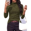 image:imagePRETTYGARDEN Womens Fall Mock Neck Long Sleeve Shirts  Soft Stretchy KnitGeometric Seam StitchingSlim Fitted Basic TeesThermal Casual WearDaily Work Layering Winter Tunic TopArmy Green