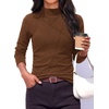 image:imagePRETTYGARDEN Womens Fall Mock Neck Long Sleeve Shirts  Soft Stretchy KnitGeometric Seam StitchingSlim Fitted Basic TeesThermal Casual WearDaily Work Layering Winter Tunic TopBrown
