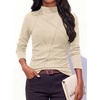 image:imagePRETTYGARDEN Womens Fall Mock Neck Long Sleeve Shirts  Soft Stretchy KnitGeometric Seam StitchingSlim Fitted Basic TeesThermal Casual WearDaily Work Layering Winter Tunic TopBeige