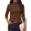 image:imagePRETTYGARDEN Womens Fall Mock Neck Long Sleeve Shirts  Soft Stretchy KnitGeometric Seam StitchingSlim Fitted Basic TeesThermal Casual WearDaily Work Layering Winter Tunic TopBrown