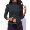 image:imagePRETTYGARDEN Womens Fall Mock Neck Long Sleeve Shirts  Soft Stretchy KnitGeometric Seam StitchingSlim Fitted Basic TeesThermal Casual WearDaily Work Layering Winter Tunic TopDark Grey