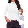 image:imagePRETTYGARDEN Womens Fall Mock Neck Long Sleeve Shirts  Soft Stretchy KnitGeometric Seam StitchingSlim Fitted Basic TeesThermal Casual WearDaily Work Layering Winter Tunic TopWhite
