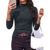 image:imagePRETTYGARDEN Womens Fall Mock Neck Long Sleeve Shirts  Soft Stretchy KnitGeometric Seam StitchingSlim Fitted Basic TeesThermal Casual WearDaily Work Layering Winter Tunic TopDark Grey