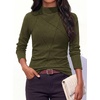 image:imagePRETTYGARDEN Womens Fall Mock Neck Long Sleeve Shirts  Soft Stretchy KnitGeometric Seam StitchingSlim Fitted Basic TeesThermal Casual WearDaily Work Layering Winter Tunic TopArmy Green