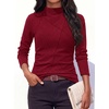 image:imagePRETTYGARDEN Womens Fall Mock Neck Long Sleeve Shirts  Soft Stretchy KnitGeometric Seam StitchingSlim Fitted Basic TeesThermal Casual WearDaily Work Layering Winter Tunic TopWine Red