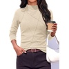image:imagePRETTYGARDEN Womens Fall Mock Neck Long Sleeve Shirts  Soft Stretchy KnitGeometric Seam StitchingSlim Fitted Basic TeesThermal Casual WearDaily Work Layering Winter Tunic TopBeige