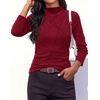 image:imagePRETTYGARDEN Womens Fall Mock Neck Long Sleeve Shirts  Soft Stretchy KnitGeometric Seam StitchingSlim Fitted Basic TeesThermal Casual WearDaily Work Layering Winter Tunic TopWine Red