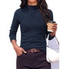image:imagePRETTYGARDEN Womens Fall Mock Neck Long Sleeve Shirts  Soft Stretchy KnitGeometric Seam StitchingSlim Fitted Basic TeesThermal Casual WearDaily Work Layering Winter Tunic TopNavy Blue