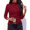 image:imagePRETTYGARDEN Womens Fall Mock Neck Long Sleeve Shirts  Soft Stretchy KnitGeometric Seam StitchingSlim Fitted Basic TeesThermal Casual WearDaily Work Layering Winter Tunic TopWine Red
