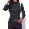 image:imagePRETTYGARDEN Womens Fall Mock Neck Long Sleeve Shirts  Soft Stretchy KnitGeometric Seam StitchingSlim Fitted Basic TeesThermal Casual WearDaily Work Layering Winter Tunic TopDark Grey