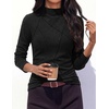 image:imagePRETTYGARDEN Womens Fall Mock Neck Long Sleeve Shirts  Soft Stretchy KnitGeometric Seam StitchingSlim Fitted Basic TeesThermal Casual WearDaily Work Layering Winter Tunic TopBlack