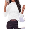 image:imagePRETTYGARDEN Womens Fall Mock Neck Long Sleeve Shirts  Soft Stretchy KnitGeometric Seam StitchingSlim Fitted Basic TeesThermal Casual WearDaily Work Layering Winter Tunic TopWhite