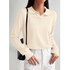 image:imagePRETTYGARDEN Womens Long Sleeve Collared Polo Sweater V Neck Knit Ribbed Business Casual Pullover Sweaters 2026 Fall OutfitsApricot