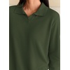 image:imagePRETTYGARDEN Womens Long Sleeve Collared Polo Sweater V Neck Knit Ribbed Business Casual Pullover Sweaters 2026 Fall OutfitsArmy Green