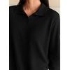 image:imagePRETTYGARDEN Womens Long Sleeve Collared Polo Sweater V Neck Knit Ribbed Business Casual Pullover Sweaters 2026 Fall OutfitsBlack