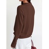 image:imagePRETTYGARDEN Womens Long Sleeve Collared Polo Sweater V Neck Knit Ribbed Business Casual Pullover Sweaters 2026 Fall OutfitsBrown