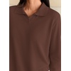 image:imagePRETTYGARDEN Womens Long Sleeve Collared Polo Sweater V Neck Knit Ribbed Business Casual Pullover Sweaters 2026 Fall OutfitsBrown