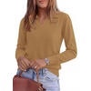 image:imagePRETTYGARDEN Womens Long Sleeve Collared Polo Sweater V Neck Knit Ribbed Business Casual Pullover Sweaters 2026 Fall OutfitsKhaki