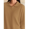 image:imagePRETTYGARDEN Womens Long Sleeve Collared Polo Sweater V Neck Knit Ribbed Business Casual Pullover Sweaters 2026 Fall OutfitsKhaki