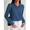 image:imagePRETTYGARDEN Womens Long Sleeve Collared Polo Sweater V Neck Knit Ribbed Business Casual Pullover Sweaters 2026 Fall OutfitsNavy Blue