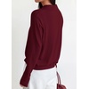 image:imagePRETTYGARDEN Womens Long Sleeve Collared Polo Sweater V Neck Knit Ribbed Business Casual Pullover Sweaters 2026 Fall OutfitsWine Red